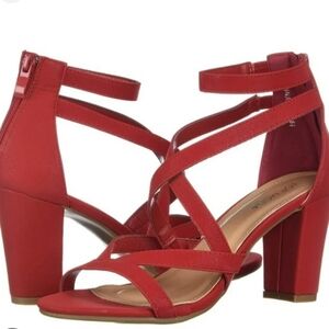 TRENDSup Red Block Heel Strappy Sandals Sz 9 Valentine's Day